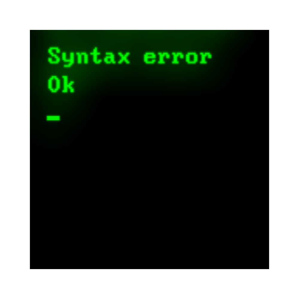 Artwork de l'album Syntax Error Ok : le titre est écrit en vert sur fond noir, rappelant les écrans monochromes des terminaux informatiques anciens